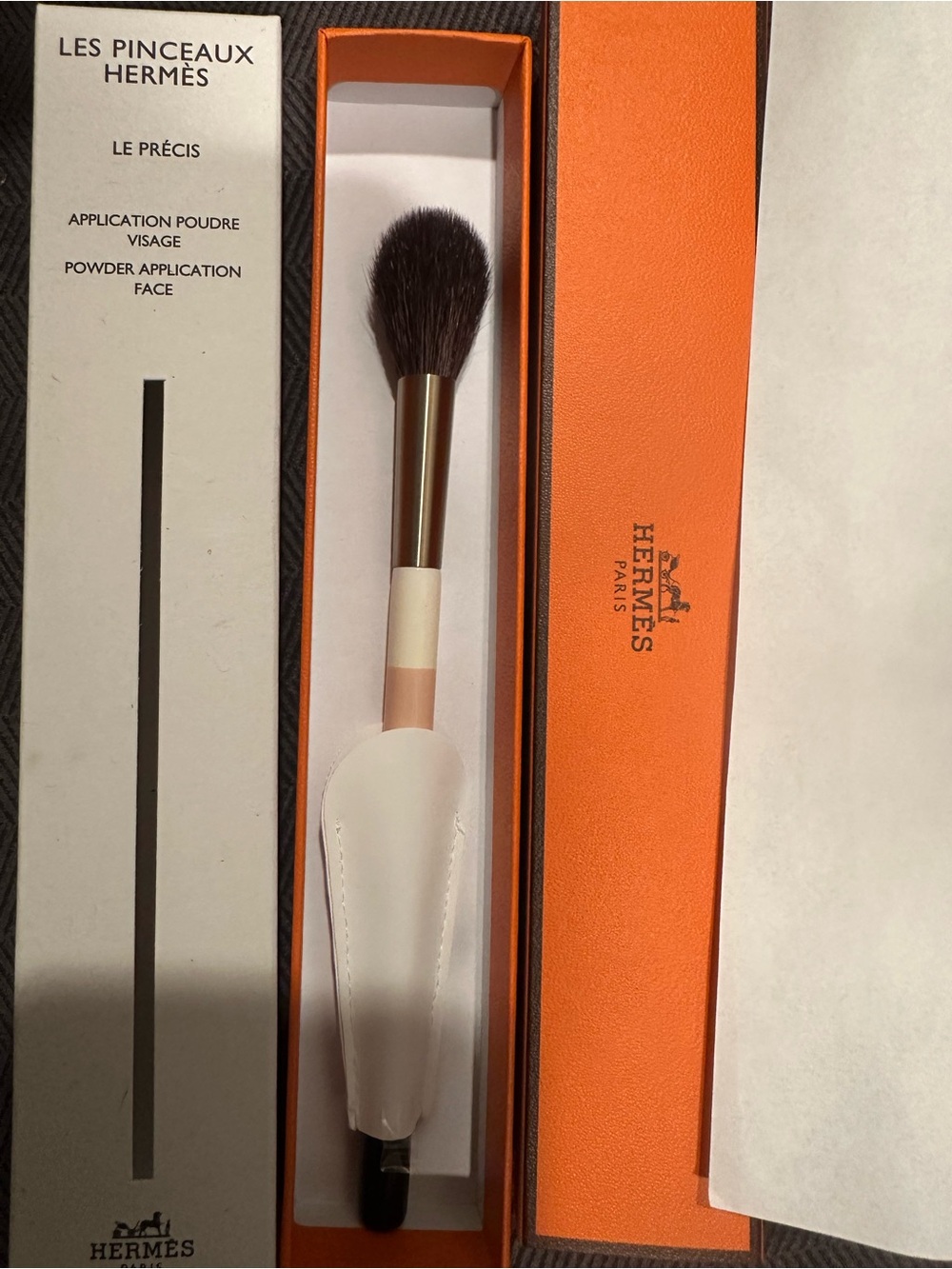Hermes Makeup Brush in Black, Pink & White with Gold - Picture 3 of 5